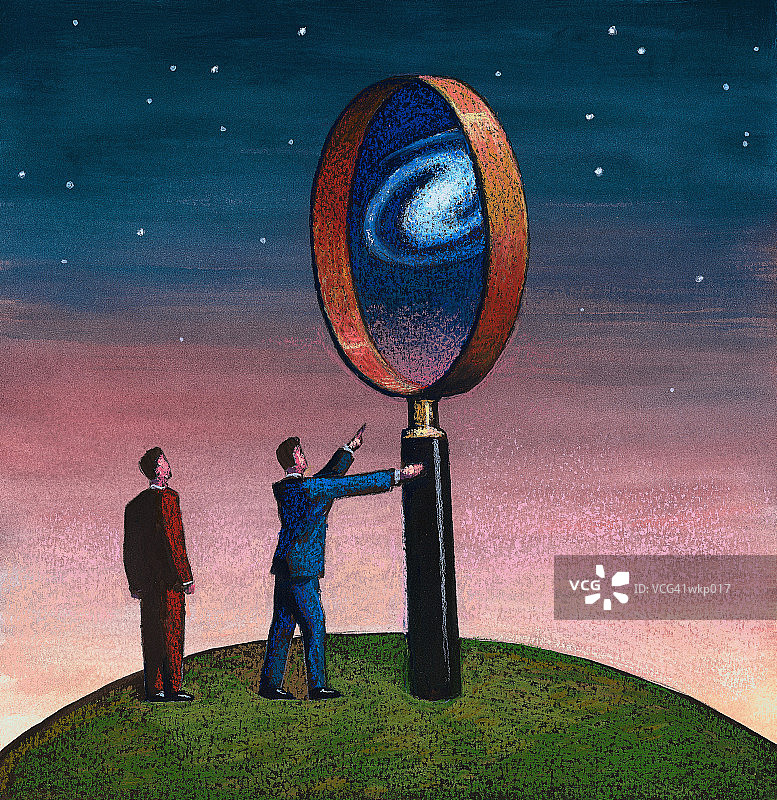 放大镜与天空图片素材