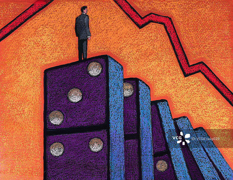 站在多米诺骨牌上图片素材