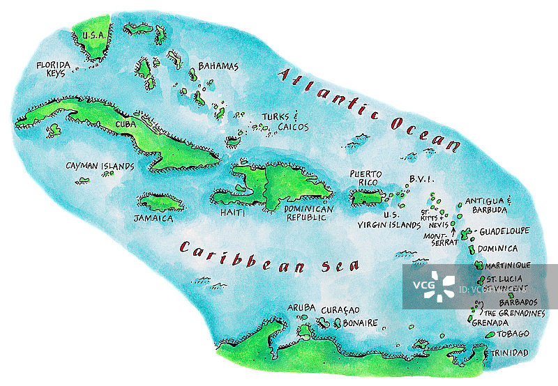 加勒比海岛屿地图图片素材