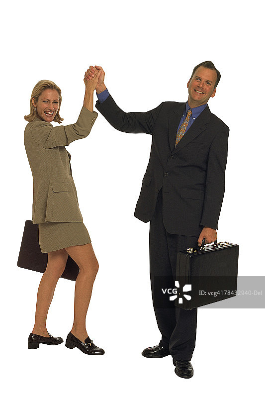 男女商人互相祝贺图片素材