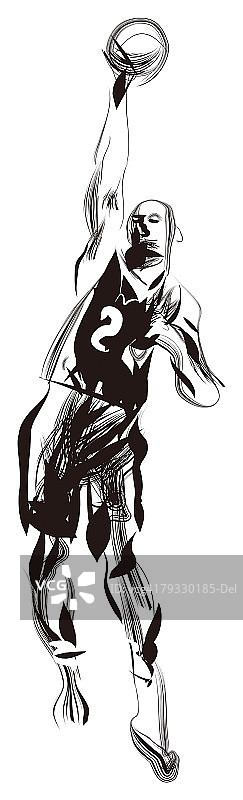 篮球运动员钢笔画图片素材