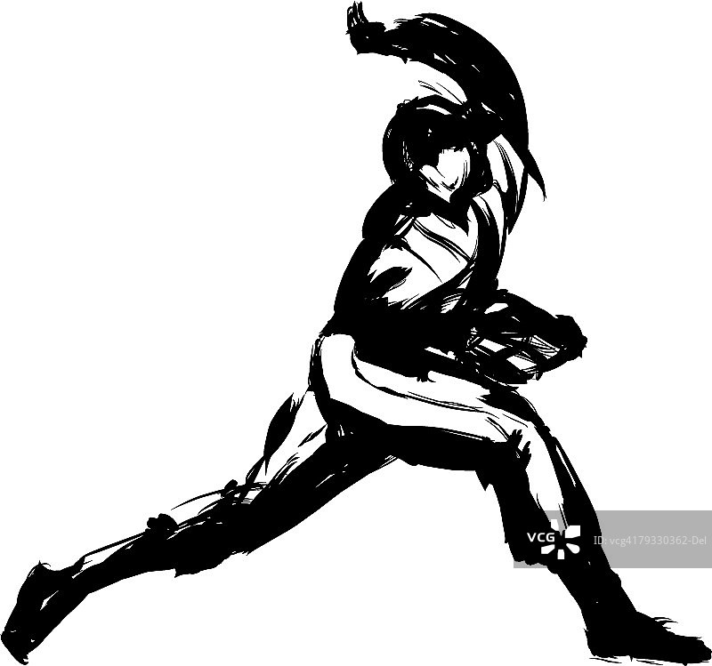 棒球运动员钢笔画图片素材