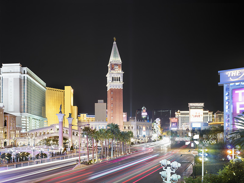 拉斯维加斯大道和威尼斯人酒店及赌场图片素材