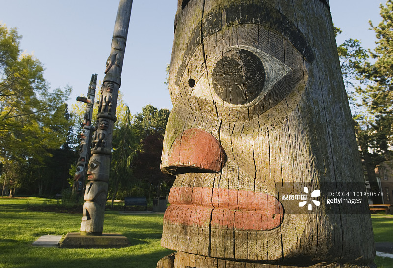 加拿大维多利亚市的图腾柱图片素材