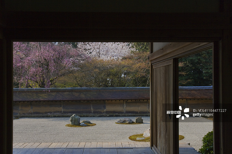 京都龙安寺禅宗花园图片素材