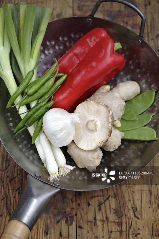 亚洲炒食材的特写图片素材