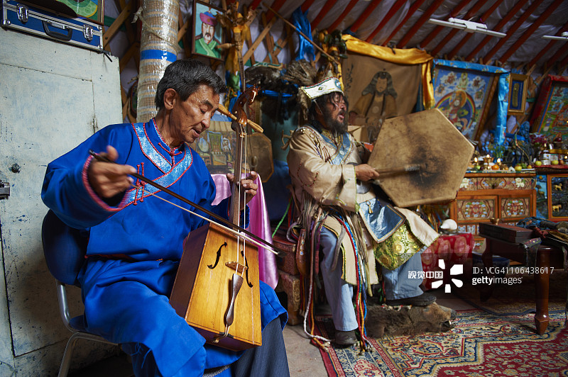 蒙古国乌兰巴托的萨满教仪式图片素材