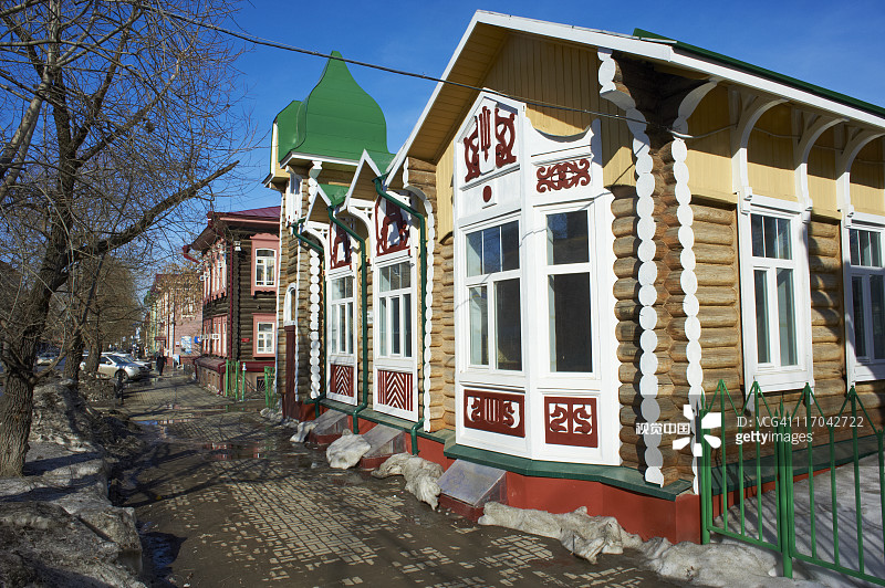 俄罗斯托木斯克的木制建筑图片素材