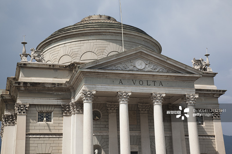 科摩出生的亚历山德罗·伏打博物馆，伏打神庙，科摩，科摩湖，湖区，米兰，伦巴第，意大利图片素材