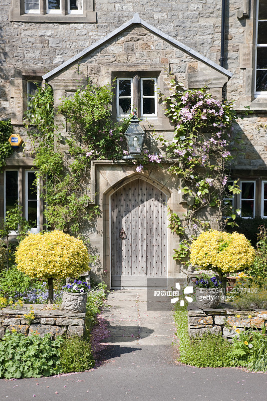 英国兰开夏郡博兰森林博尔顿房屋的门口图片素材
