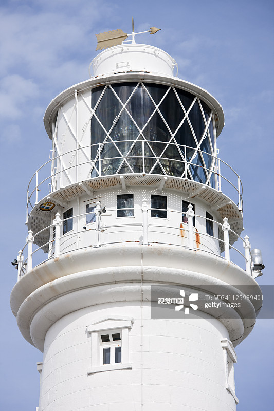 弗兰伯勒灯塔顶端，位于英国东约克郡弗兰伯勒海岬遗产海岸图片素材
