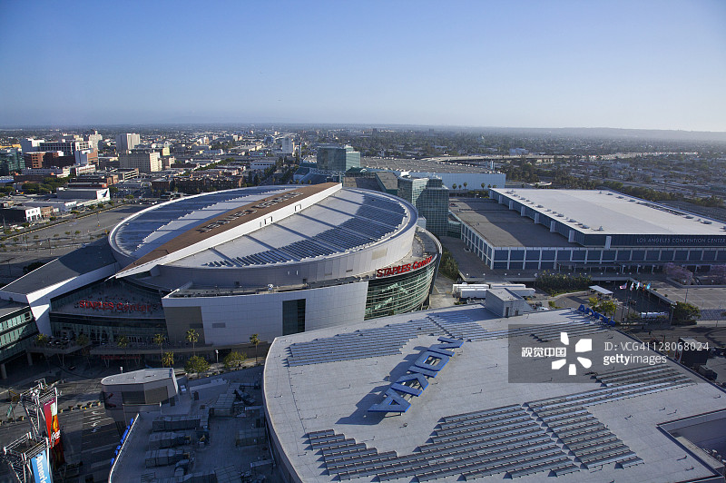 2010年5月的美国洛杉矶诺基亚剧院、斯台普斯中心和洛杉矶会议中心图片素材