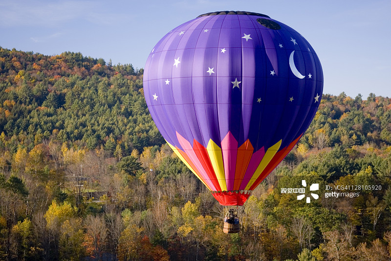 热气球飞行：美国佛蒙特州Quechee图片素材