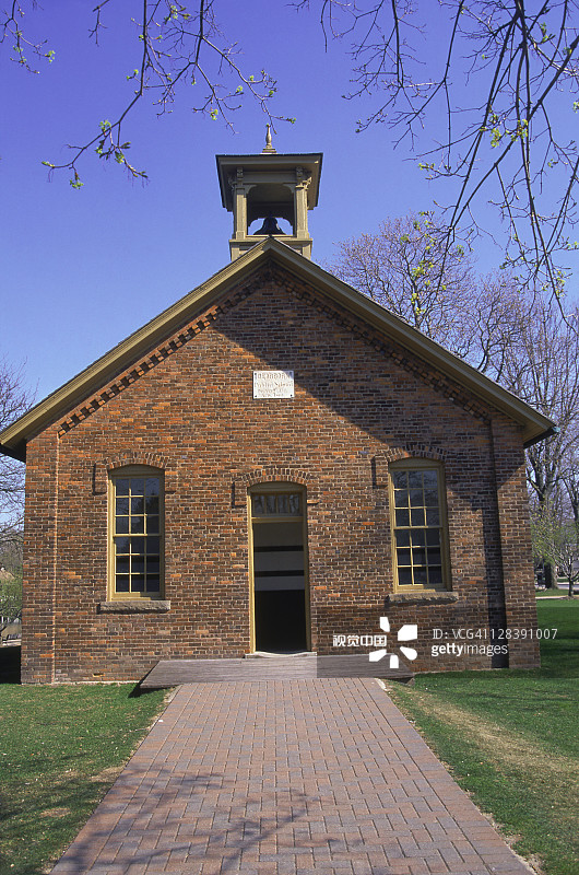 迪尔伯恩定居点学校，格林菲尔德村，迪尔伯恩，底特律图片素材