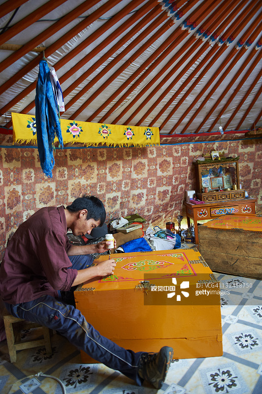 蒙古国后杭爱省的画家和木匠图片素材