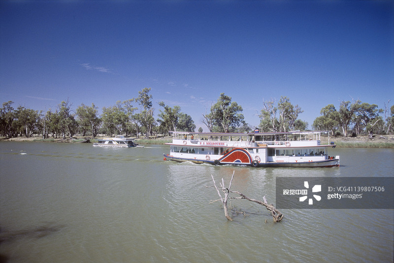 墨累河上的桨轮船，近维多利亚州米尔杜拉图片素材