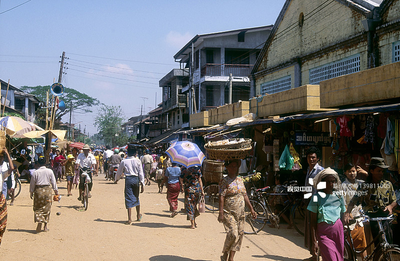 缅甸勃固市场图片素材