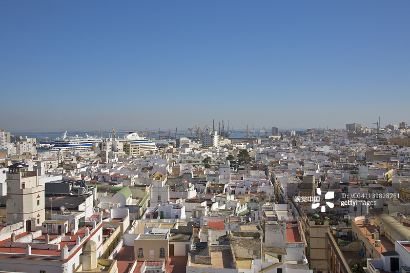 西班牙加的斯屋顶景观航拍图片素材