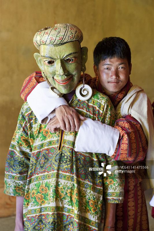 戴面具的舞者，不丹岗提寺图片素材
