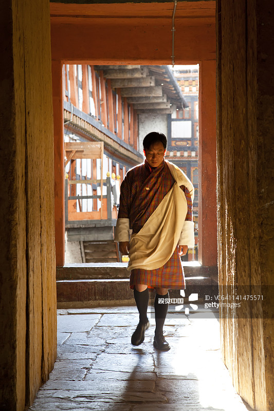 不丹男子，贾卡宗，不丹图片素材