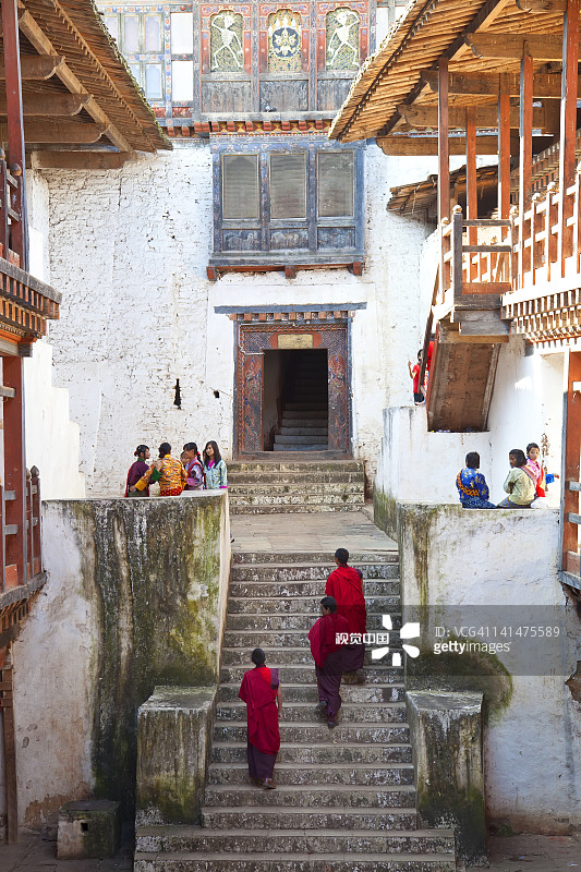 不丹旺度波德朗宗的僧侣图片素材