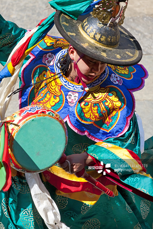 黑帽舞者，不丹戒楚节图片素材