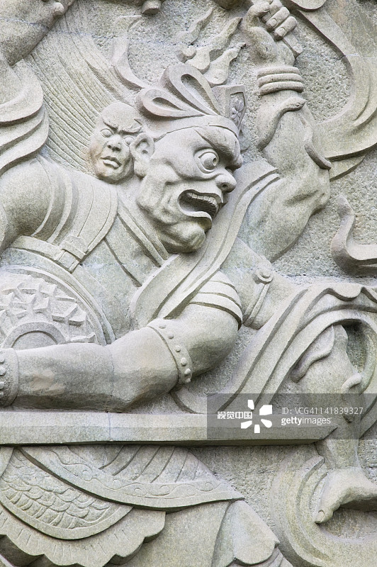 中国重庆丰都鬼城名山蓝庙砖雕图片素材