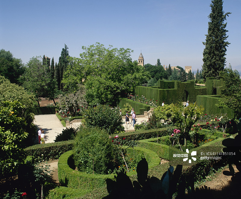 西班牙格拉纳达阿尔罕布拉宫将军府花园图片素材