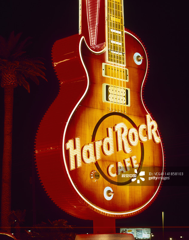 拉斯维加斯硬石咖啡馆酒店和赌场夜景图片素材