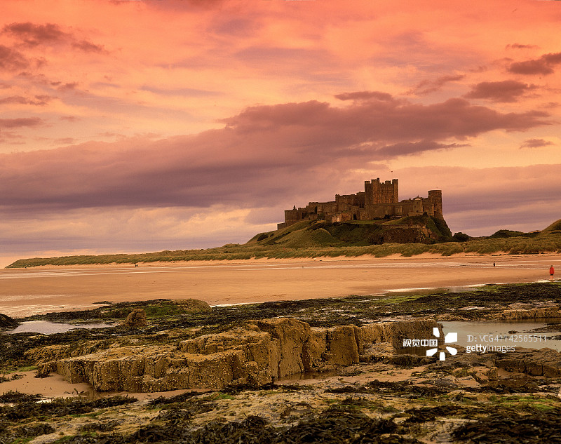 英格兰诺森伯兰郡班堡城堡图片素材