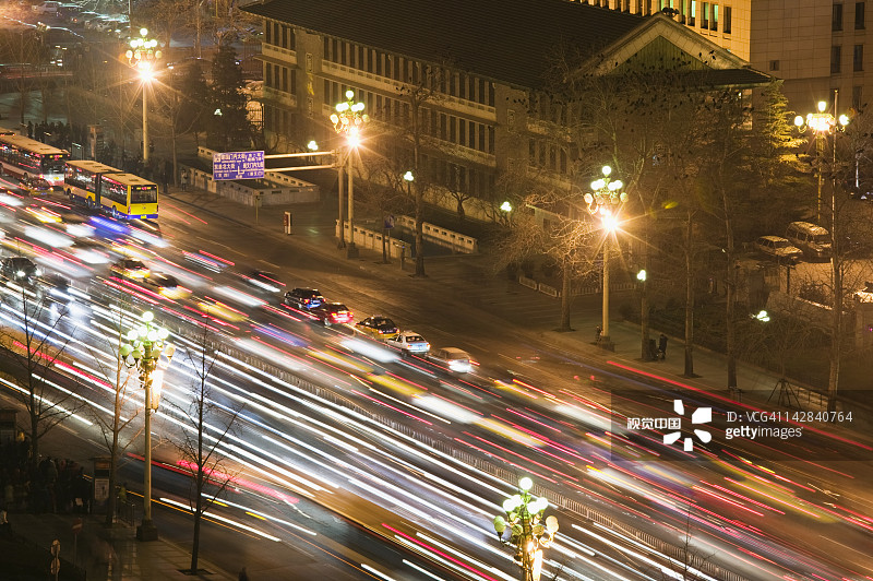 北京建国门内大街晚高峰图片素材
