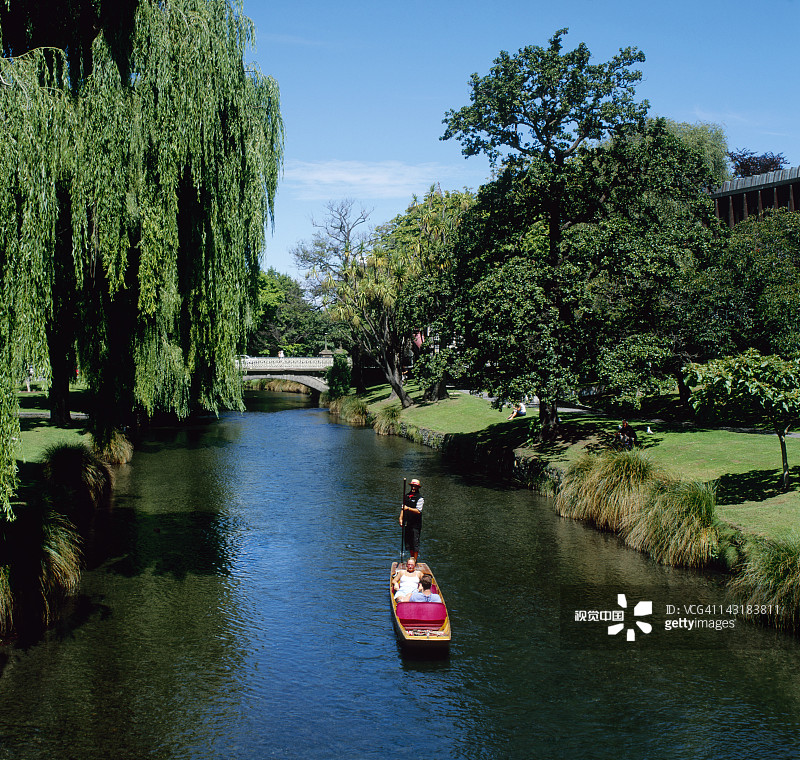 基督城雅芳河撑篙，新西兰南岛图片素材