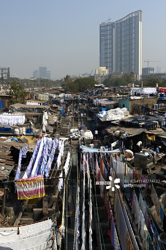 孟买的Dhobi Ghat洗衣区图片素材