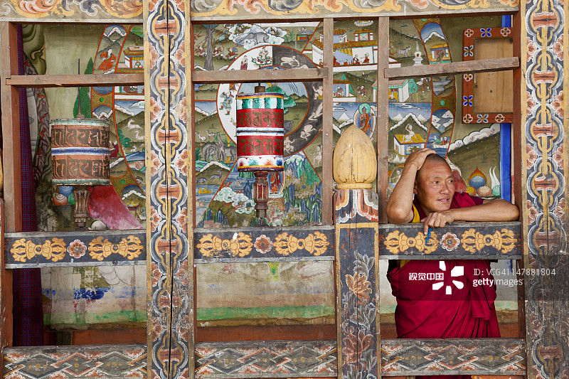 不丹，通萨宗，佛教寺院，僧侣图片素材