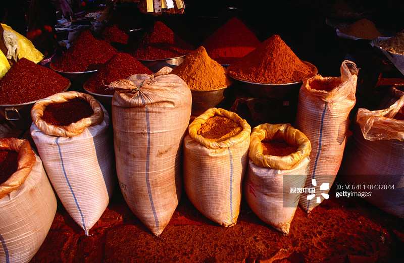 市场上的咖喱粉 - 缅甸勃固图片素材