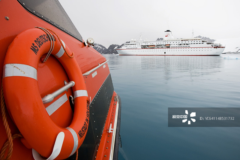 德国号游轮在福尔斯湾的救生圈图片素材