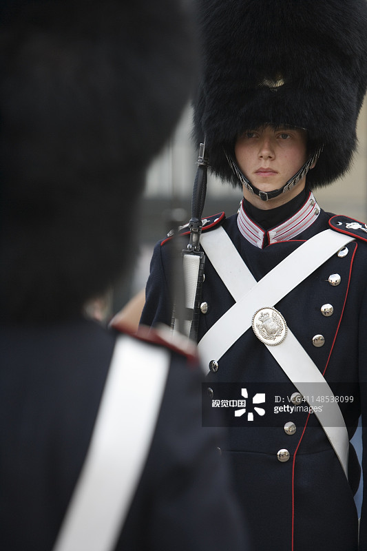 阿美琳堡城堡的卫兵换岗图片素材