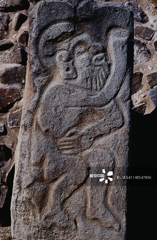 瓦哈卡州蒙特阿尔班的石雕舞者图片素材