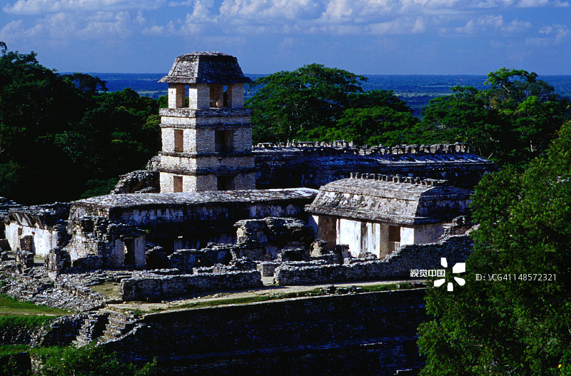 恰帕斯州帕伦克的宫殿遗址（修复于1955年）图片素材