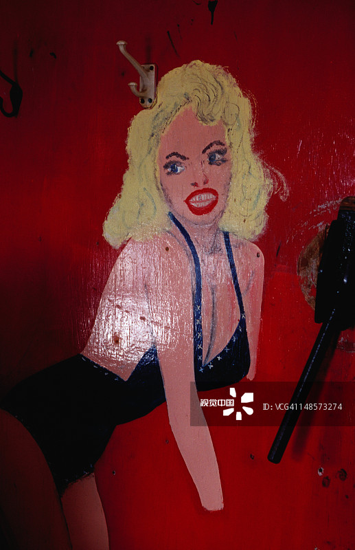 南极考察站的玛丽莲·梦露画像图片素材