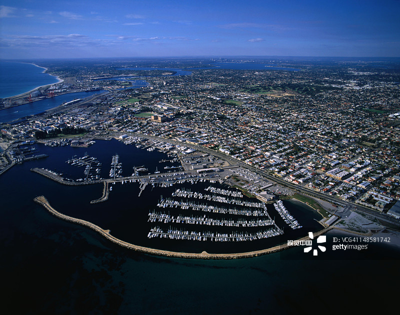 珀斯港口弗里曼特尔，位于西澳大利亚州天鹅河口图片素材