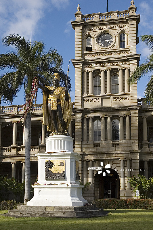 阿里·伊奥拉尼·哈勒，1874年，卡美哈美哈一世雕像图片素材