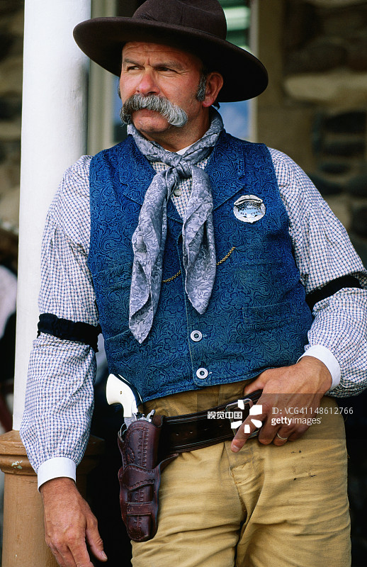 布法罗比尔历史中心身着时代服装的马歇尔图片素材