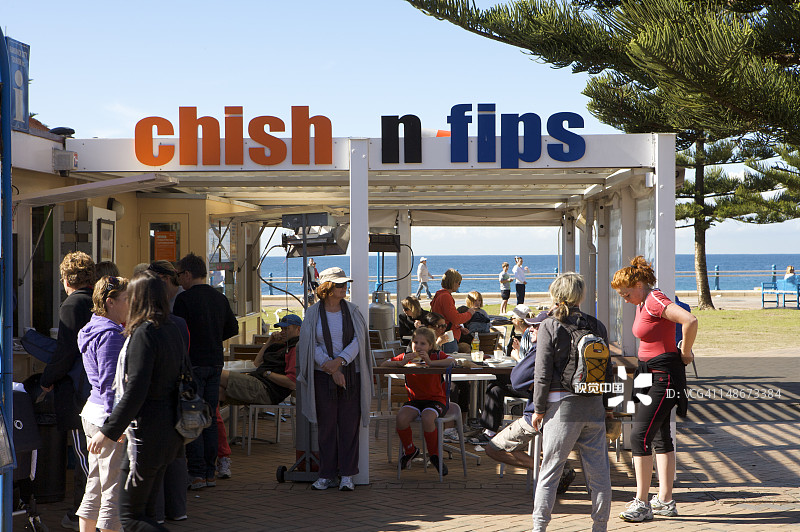 库吉海滩的炸鱼薯条图片素材