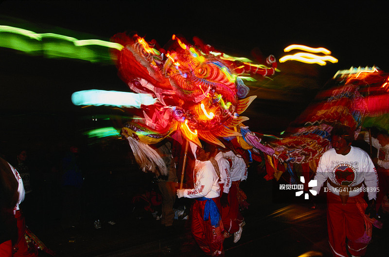 旧金山中国城市场街的新年庆祝活动上的龙图片素材