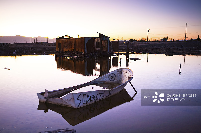 索尔顿海的孟买海滩小镇遗址图片素材