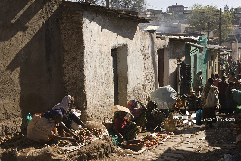 老城区的市场商贩图片素材