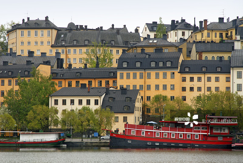 斯德哥尔摩南岛区面向里达尔湾的住宅图片素材