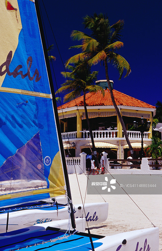 迪克森湾海滩和度假餐厅的双体船图片素材
