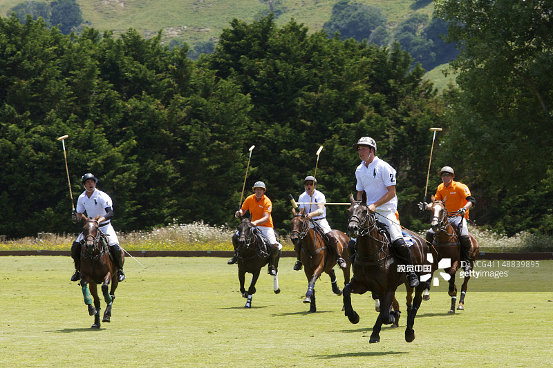 邓斯坦斯和特阿考 stud 的骑手在怀迈巴兰斯马球俱乐部锦标赛中比赛图片素材